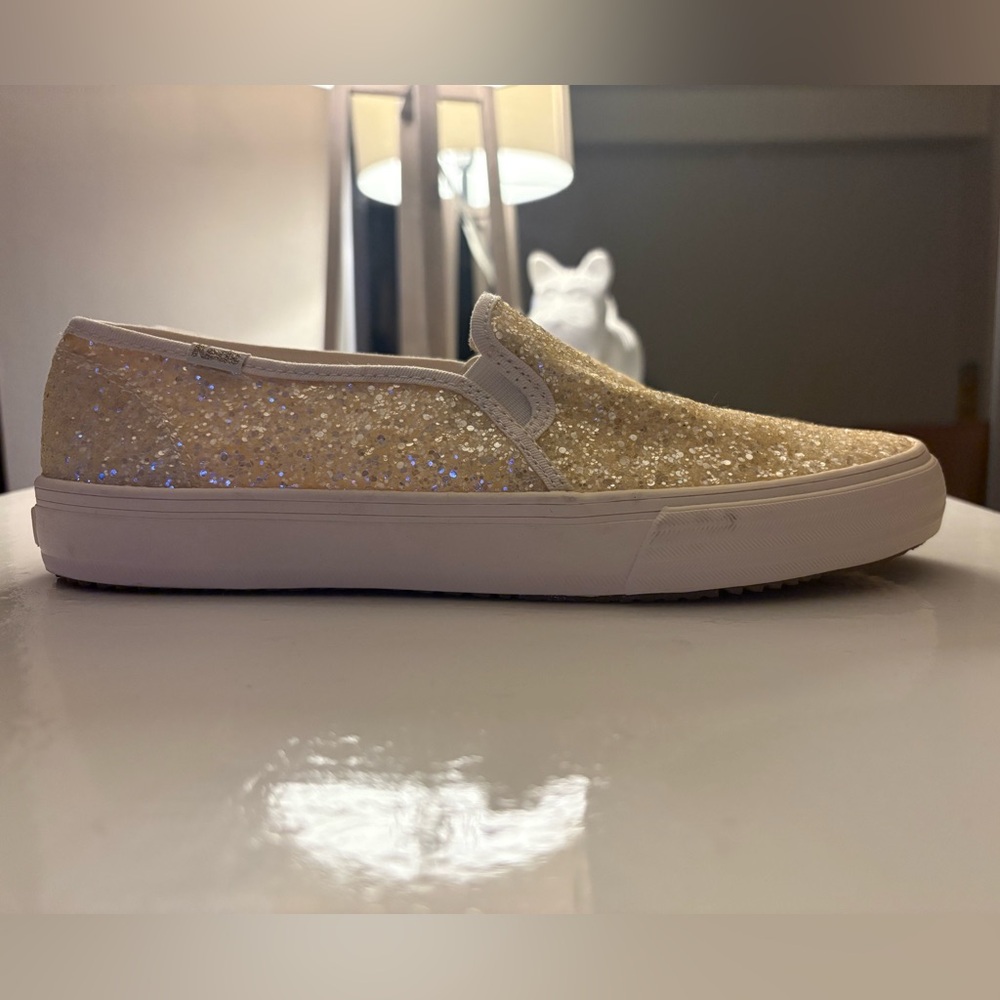 Keds Gold Glitter Slip-On Sneakers